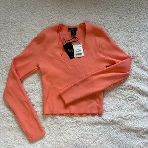 NWT Orange Long Sleeve Ribbed Crop